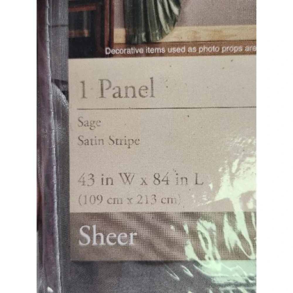 Home Trends Window Panel Sage Satin Stripe Sheer 43